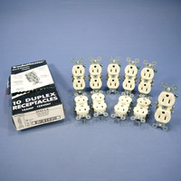 10 Pass & Seymour Legrand Light Almond Receptacles Duplex Outlet 15A 125V NEMA 5-15R Trademaster 3232-LA
