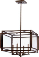 Quorum 6904-4-86 Four Light Entry Pendant Kaufmann Oiled Bronze