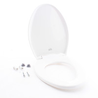 Bemis Elongated White Plastic Toilet Seat Slow-Close Hinges & Easy Clean Feature