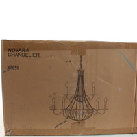 Vaxcel H0059 Novara Steel Aged Walnut 9L Chandelier 60 W 33" H 32" W Traditional