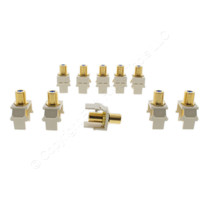 10pk Leviton Almond Blue Center Quickport Gold Coax Cable Connector Jack 40831-A