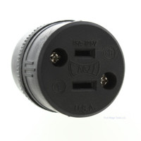 Eagle #254 Black Straight Blade Vinyl Female Cord Clamp Connector Polarized 15A