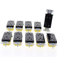 10 Hubbell Black Tamper Resistant Decorator Receptacle Outlets 5-15R 15A RRD15EBKTR
