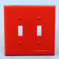 Cooper Red 2-Gang Mid-Size UNBREAKABLE Toggle Switch Cover Nylon Wallplate PJ2RD