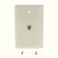 Hubbell Ivory Molded In Mid-Size Phone Jack Wallplate Cover 4-Wire 6P4C NS735I