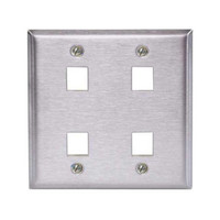 Hubbell SST2474 2-Gang 4-Jack Stainless Steel Wallplate