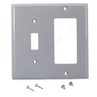 Eagle 5153GY Gray 2-Gang Toggle Light Switch Rocker Cover Nylon Wallplate Grey