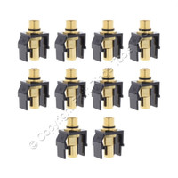 10 Leviton Almond Quickport Stereo RCA Jacks Gold Black Stripe 40830-BAE