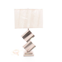 Light Source Table Lamp Polished Sati  with White Shade LS-21929PS-WHT