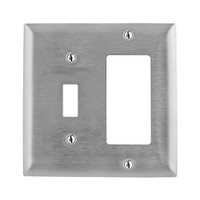 Hubbell Non-Magnetic 2G Stainless Steel Combo Switch Cover GFCI Wallplate SS126