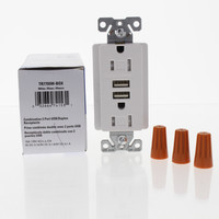 Eaton White Tamper Resistant 15A Outlet Receptacle 3.1A USB Charger TR7755W