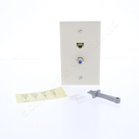 Leviton SEA20-S2A Almond 1-Gang Coax Ethernet Cable Data Center Jack Wallplate