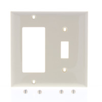 GE 59910 Ivory 2-Gang Decorator Toggle Combo Unbreakable Nylon Wallplate Cover