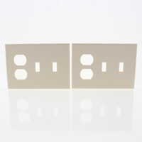 Cheetah 9160-LA Light Almond 3-Gang Toggle Switch Duplex Receptacle Cover 2pcs