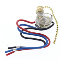 NSI 75110CW Brass SP3T 3-Way/2-Circuit Pull Chain Switch with Cord
