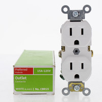 Leviton White Commercial Outlet Duplex Receptacle NEMA 5-15R 15A 125V CBR15-W