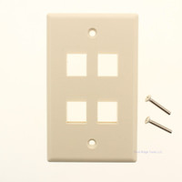 Signamax 1-Gang Ivory Plastic 4-Port Data Jack Cover Plate Non-Loaded SKF-4