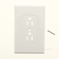 TayMac 2500W White 1-Gang Wallplate Cover Plate for Duplex Receptacle Outlet
