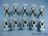 10 Cooper Wiring Devices Brown Toggle Wall Light Switches 3-WAY Quiet 15A 120V 1303-7B