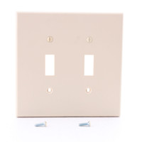 Hubbell PJ2I Ivory 2-Gang Unbreakable Mid-Size Toggle Switch Plate Cover Wallplate