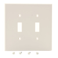 Hubbell PJ2LA Light Almond 2-Gang Unbreakable Mid-Size Toggle Switch Plate Cover Wallplate