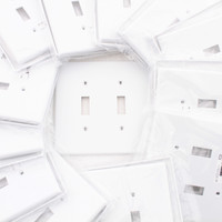 Hubbell PJ2W White 2-Gang Unbreakable Mid-Size Toggle Switch Plate Cover Wallplates 25-pack