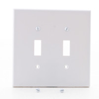Hubbell PJ2W White 2-Gang Unbreakable Mid-Size Toggle Switch Plate Cover Wallplate