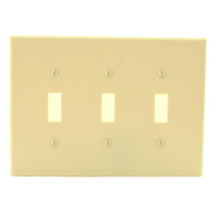 Hubbell PJ3I Ivory 3-Gang Unbreakable Mid-Size Toggle Switch Plate Cover Wallplate