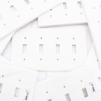 Hubbell PJ4LA Light Almond 4-Gang Unbreakable Mid-Size Toggle Switch Cover Wallplate Switchplate 10-pack