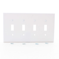 Hubbell PJ4W White 4-Gang Unbreakable Mid-Size Toggle Switch Cover Wallplate Switchplate