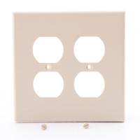 Hubbell PJ82I Ivory Unbreakable 2-Gang Duplex Receptacle Outlet Mid-Size Wallplate Cover Z