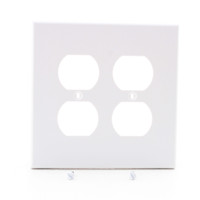 Hubbell PJ82W White Unbreakable 2-Gang Duplex Receptacle Outlet Mid-Size Wallplate Cover