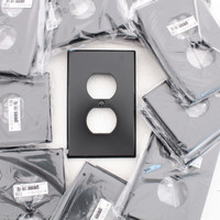 Hubbell PJ8BK Black Unbreakable Duplex Receptacle Wallplate Mid-Size Outlet Covers 25-pack