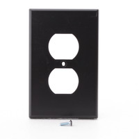 Hubbell PJ8BK Black Unbreakable Duplex Receptacle Wallplate Mid-Size Outlet Cover