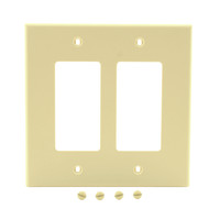 Hubbell PJ262I Ivory 2-Gang Unbreakable Decorator GFCI Rocker Switch Mid-Size Wallplate Cover