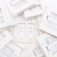 Hubbell PJ262LA Light Almond 2-Gang Unbreakable Decorator GFCI Rocker Switch Mid-Size Wallplate Covers 25-pack