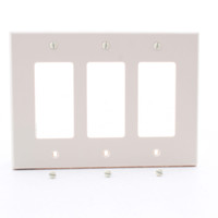 Hubbell PJ263LA Light Almond 3-Gang Unbreakable Decorator Rocker Switch Cover Mid-Size GFCI Wallplate