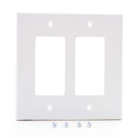 Hubbell PJ262W White 2-Gang Unbreakable Decorator GFCI Rocker Switch Mid-Size Wallplate Cover
