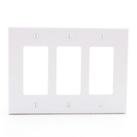 Hubbell PJ263W White 3-Gang Unbreakable Decorator Rocker Switch Cover Mid-Size GFCI Wallplate