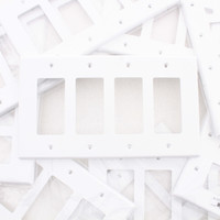 Hubbell PJ264W White 4-Gang Unbreakable Decorator Rocker Switch Cover Mid-Size GFCI Wallplate 10-pack