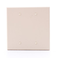 Hubbell PJ23I Ivory Unbreakable Mid-Size 2-Gang Thermoplastic Box Mount Blank Nylon Wallplate Cover