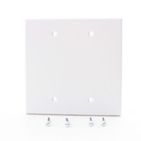 Hubbell PJ23W White Unbreakable Mid-Size 2-Gang Thermoplastic Box Mount Blank Nylon Wallplate Cover