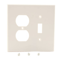 Hubbell PJ18LA Light Almond Mid-Size Unbreakable Combination Toggle Switch Duplex Outlet Receptacle Wallplate Nylon