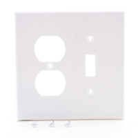 Hubbell PJ18W White Mid-Size Unbreakable Combination Toggle Switch Duplex Outlet Receptacle Wallplate Nylon