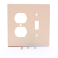 Hubbell PJ18I Ivory Mid-Size Unbreakable Combination Toggle Switch Duplex Outlet Receptacle Wallplate Nylon