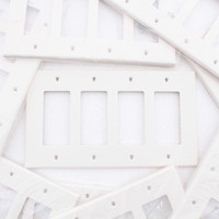 Hubbell PJ264LA Light Almond 4-Gang Unbreakable Decorator Rocker Switch Cover Mid-Size GFCI Wallplate 10-pack