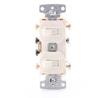 Hubbell RC303AL Almond Dual Three‑Way Toggle Switch Control Combination 15A 120V