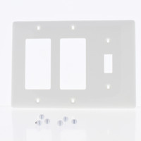 Hubbell White 3-Gang Unbreakable 1-Toggle 2-Decorator Rocker Wall Plate Cover