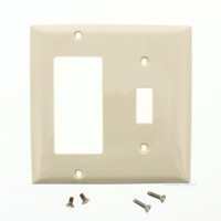 GE Electronic B82682 Almond 2-Gang Rocker Toggle Switch Unbreakable Wall Cover