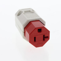 Leviton 5369-N Red White Hard Use Connector 20A 250V Straight Blade 18/3 to 12/3